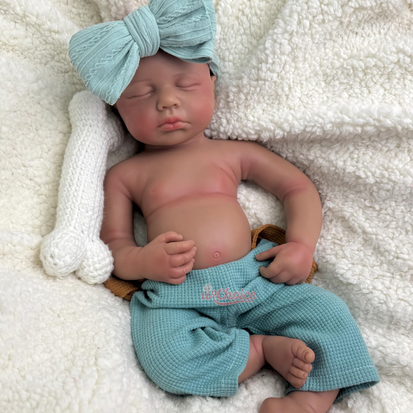 Oppaionaho 20 Inch Loulou Full Body Silicone Reborn Baby Dolls, Newborn Boy Doll That Look Real Sleeping Babies Anatomically Correct (Boy, Dark)
