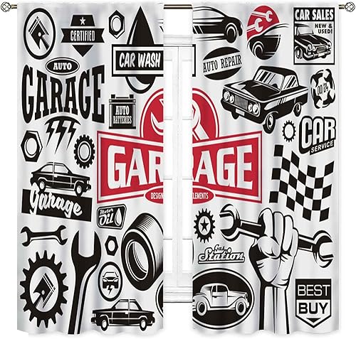 Miniatura 2 de Cortinas de ventana de garaje, retro para hombre, reparación de cuevas, herramientas de garaje, cobertizo, taller, cortinas de ventana de automóvil,