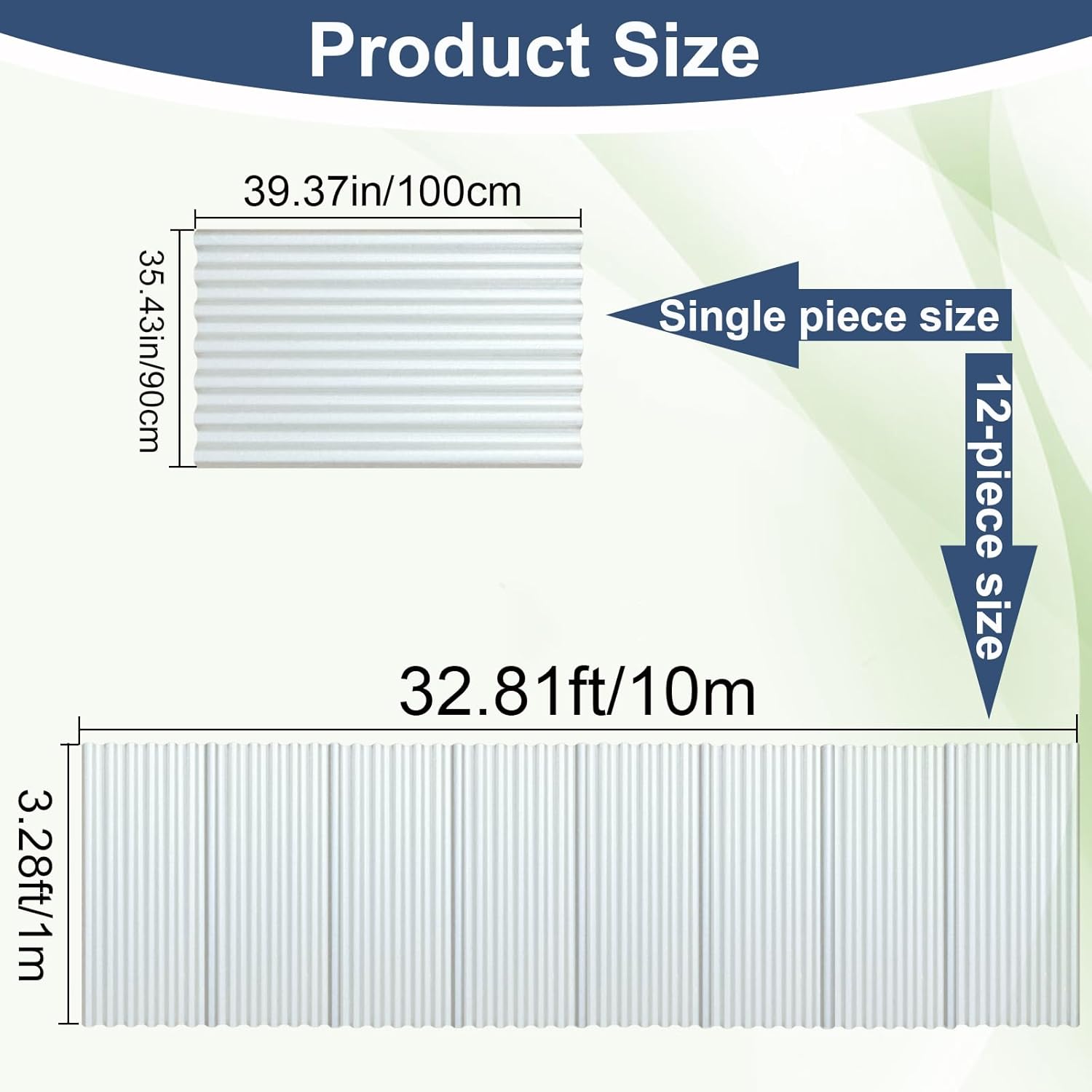 Clear Polycarbonate Roofing Sheet, Splicable Corrugated Plastic UV Resistant Greenhouse Shed Canopy, Transparent Insulation Day Lighting Panels, Easy Cut Covering Panel (Transparent, 3.28'x32.8')
