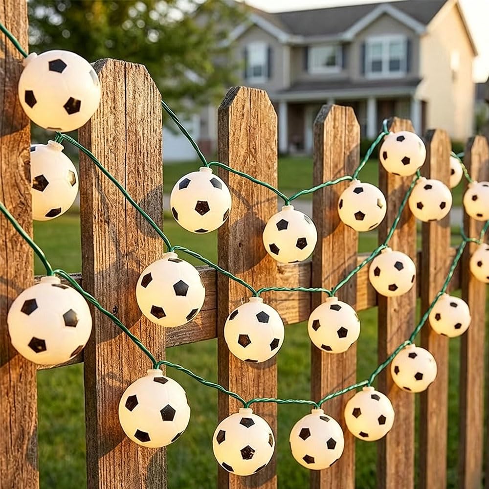 Calcio Catena Luminosa Esterno Solare, 2 Pezzi Catena Luminosa Solare con LED, IP65 Impermeabile Catena Luci Solari Esterno, Adatta per Festival Feste Giardini Terrazze (Colorato,7 m 50 luci)