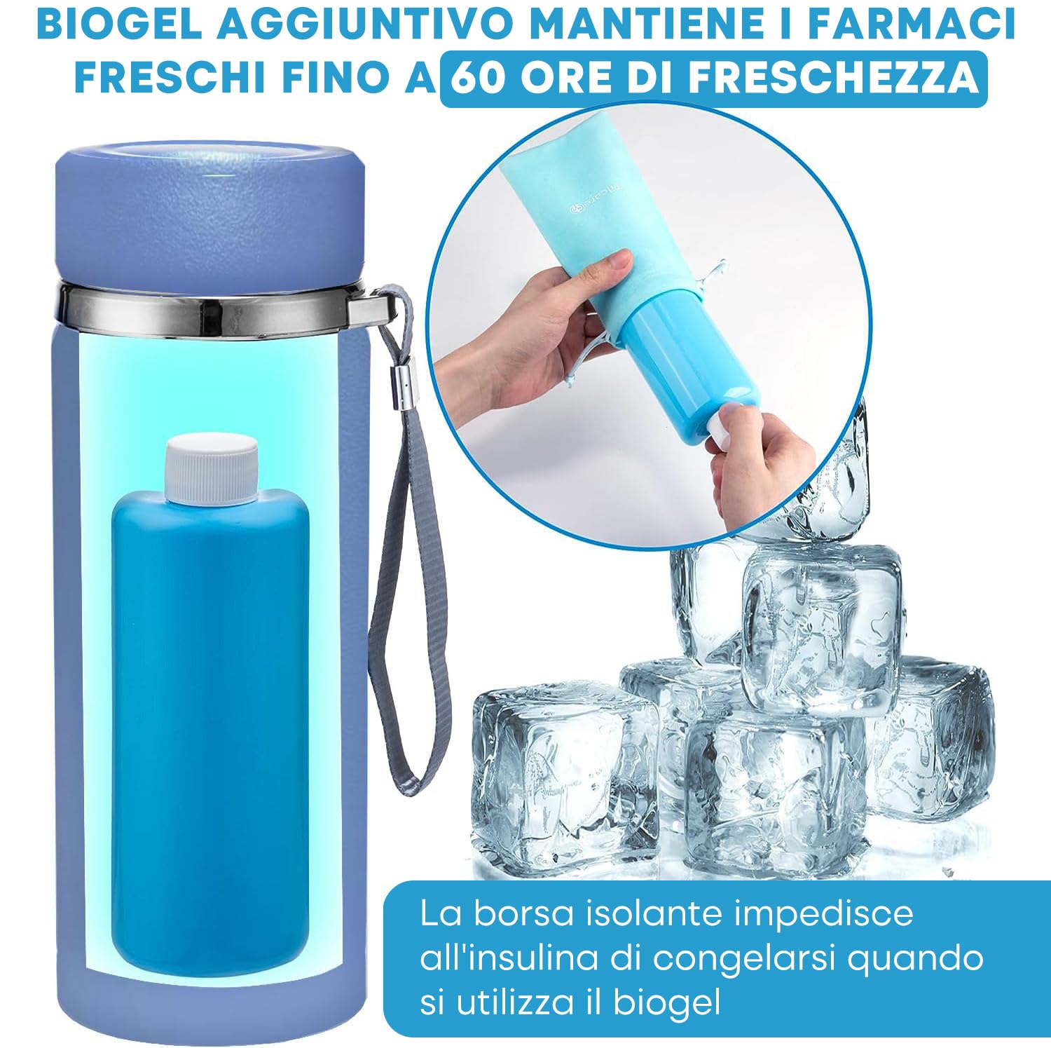 Custodia per insulina elettrica con caricatore USB & Bio Gel van Tilcare – penna herbruikbare Vriesfles, Onbeperkt uur – Grote Capaciteit TSA Goedgekeurde Koeletui – Houdt tot 6 pene diabetiche