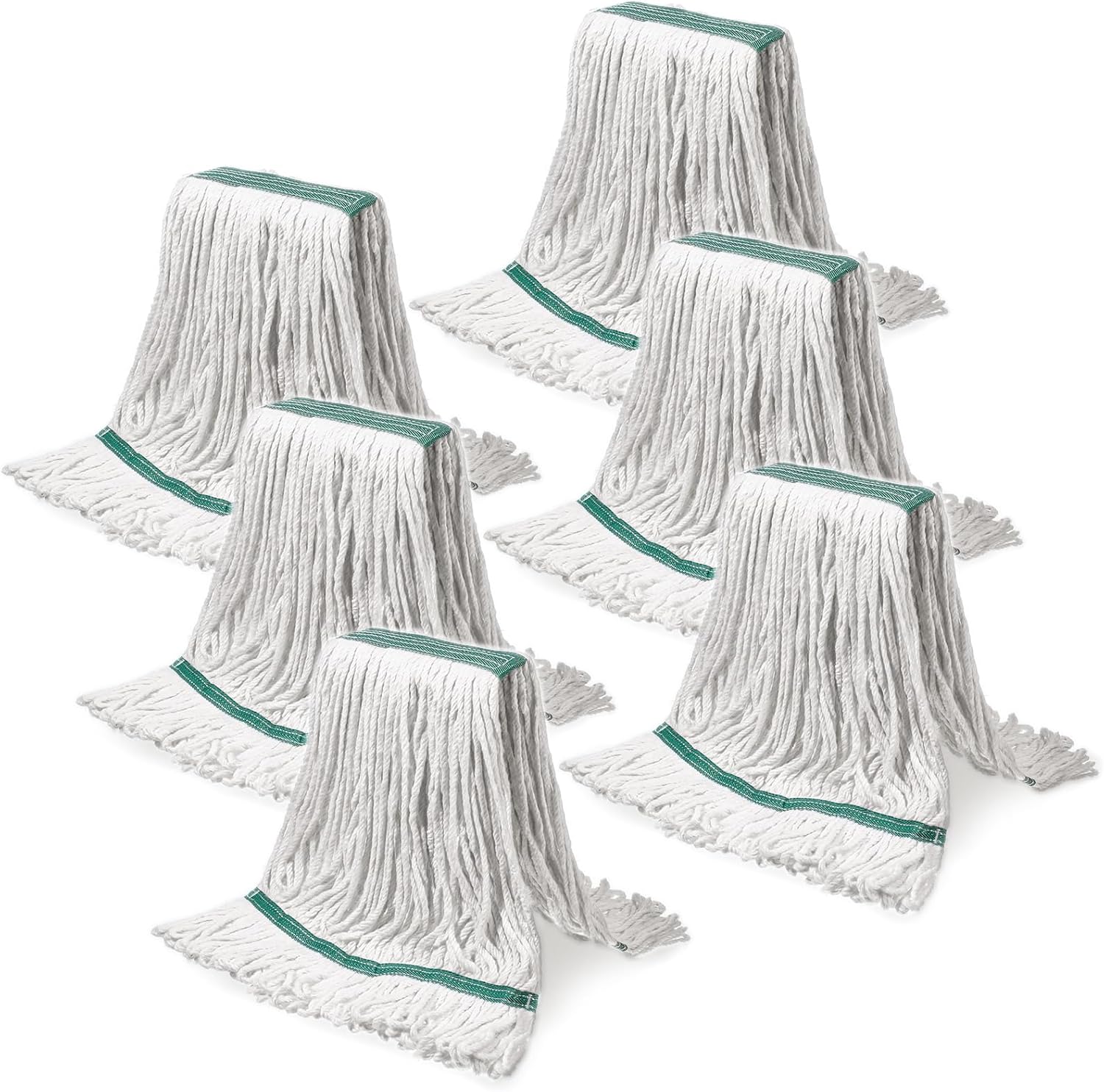 6 Pack Heavy Duty Commercial Cleaning Mop Head Replacements, Loop-End Cotton String Wet Mop Heads Refills Industrial Mops Heads for Commercial Garage Kitchen Home Floor Cleaning