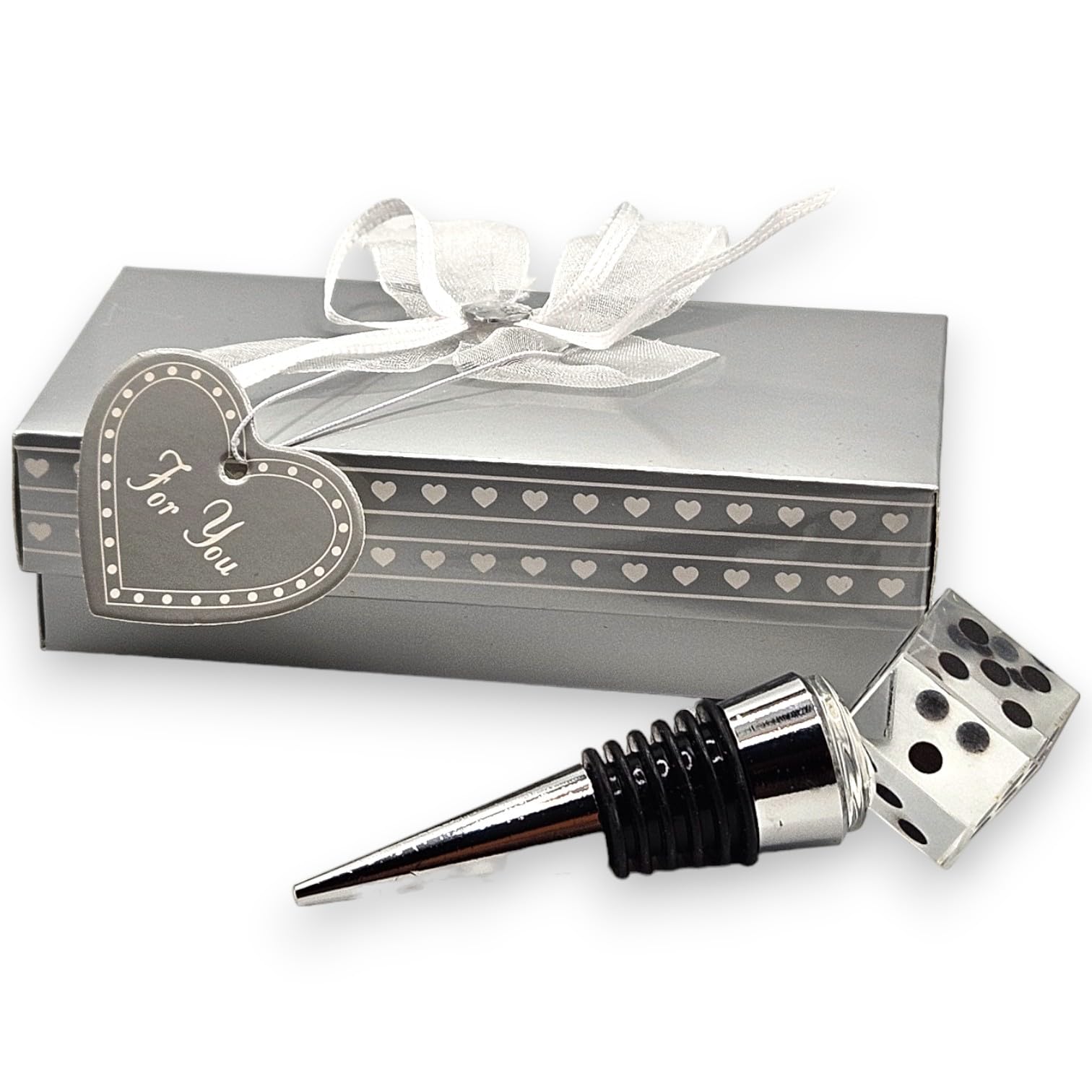 Crystal Dice Wine Stopper - Perfect Bunco Prize or Gift for Winners, Comes Gift Boxed. Bunco Party Supplies
