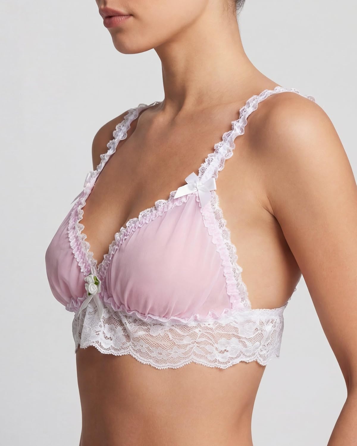 Satini Sissy Frilly Lace Fitted Sheer Bralette - Image 2