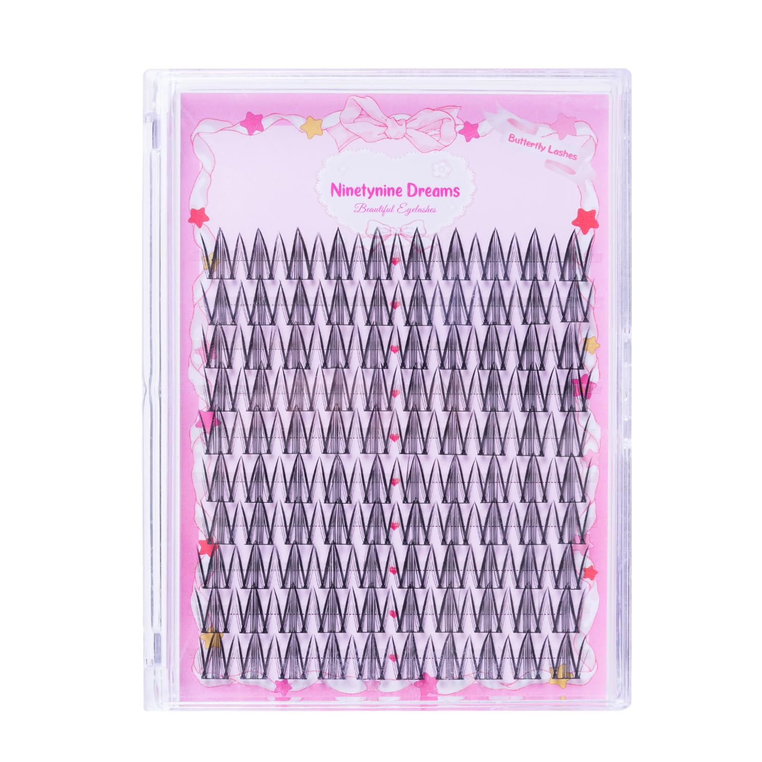 Ninetynine Dreams 100PCs Butterfly Lashes Manhua Anime DIY Spiky Lash Clusters 10-14mm C+ Curl Beginner Friendly Reusable Waterproof Volume Eyelashes Thin Band 1 Pack + Accessories (Bond & Seal)
