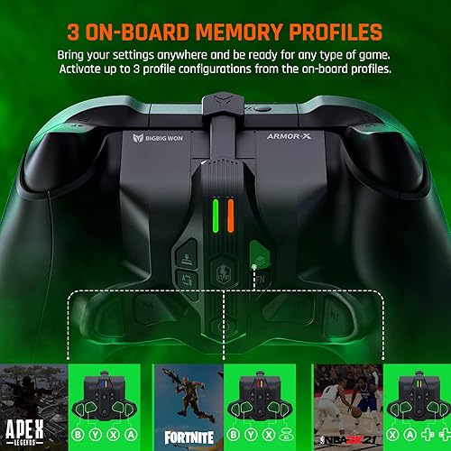 Vista 5 de BIGBIG WON Paletas para Xbox Series XS Controller, ARMOR-X para Xbox Series XSXbox OneSwitchWin, mapeo inalámbrico de accesorios de botón trasero