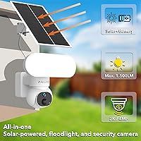 Vista 3 de Solar Floodlight Camera with 1500LM Bright Lights-2K Wireless Outdoor Security PT Cam, Motion Activated Color Night Vision Illuminates Entire Yard &