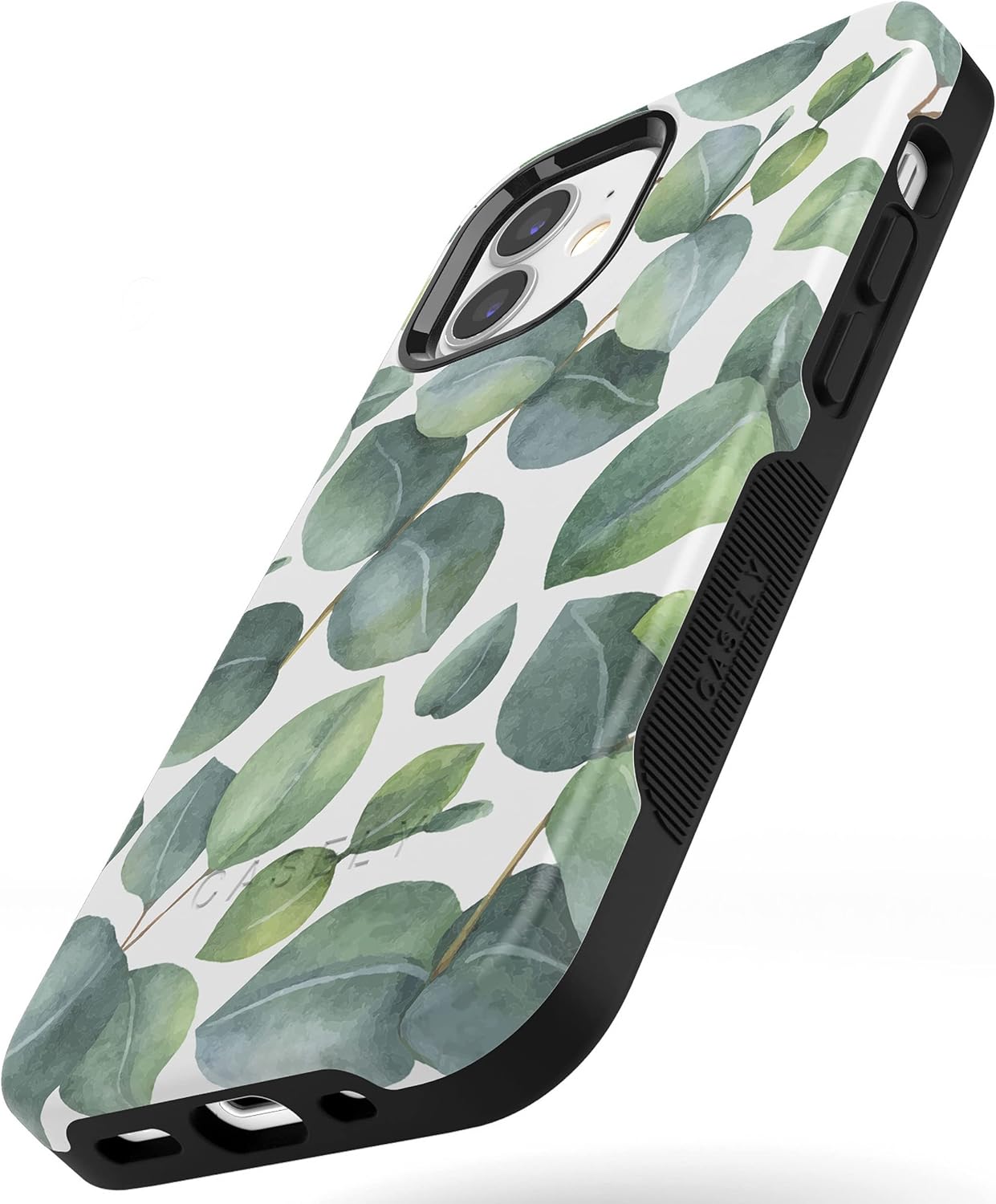 Casely iPhone 12 Mini Case | Leaf Me Alone | Green Floral Print | Bold Protective Design | Compatible with MagSafe