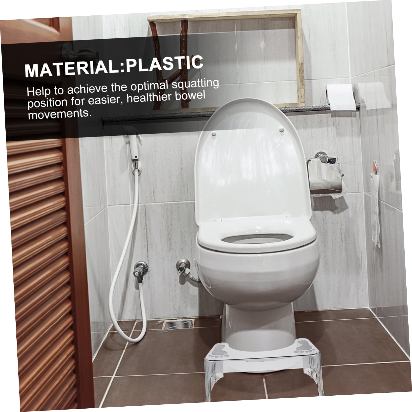 YARNOW Sgabello da Toilette Antiscivolo per Bambini, Sgabello Rialzato Compatto Impugnature Stabili e Design a U per Bagno, Supporto Robusto per Facilitare Processo Fisiologico