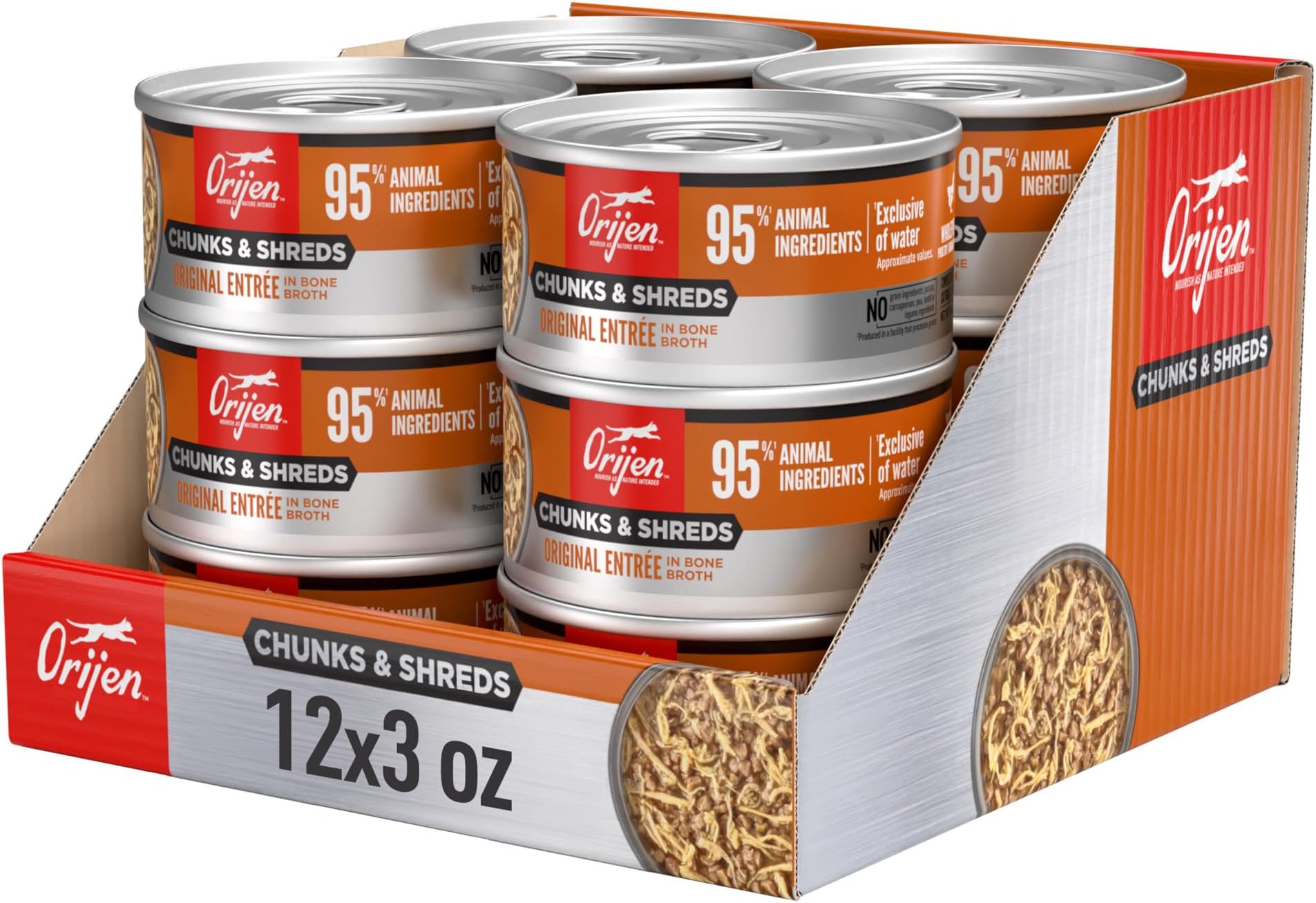 Chunks & Shreds Wet Cat Food Original Entrée 3oz Cans (12 Count)