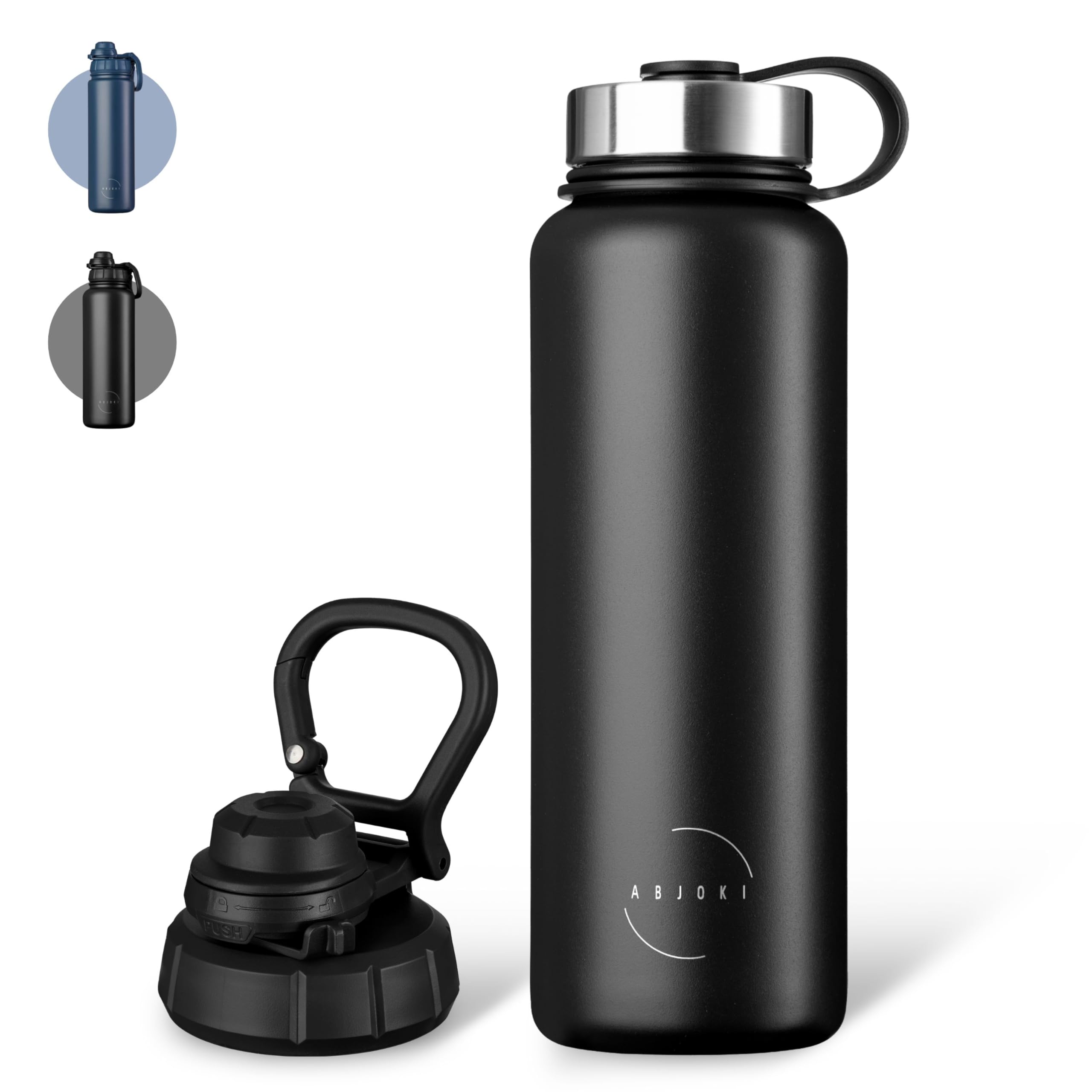 Gourde en acier inoxydable « Infinity » 1200 ml – Noir onyx – Double paroi et isolation sous vide – Bouteille isotherme – Sans BPA, anti-fuite, convient aux boissons gazeuses – Couvercle sport