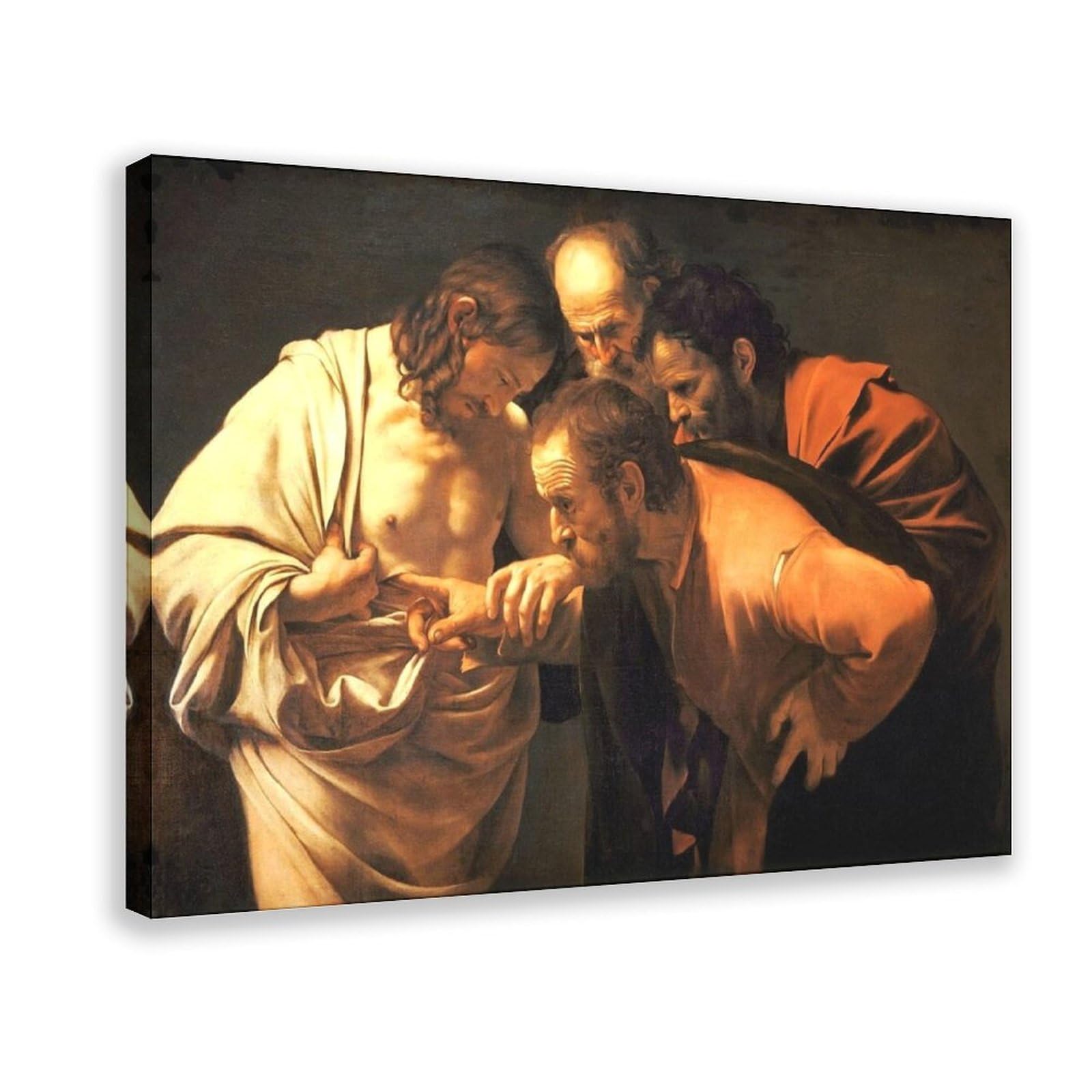 WCYB Caravaggio - The Incredulity of Saint Thomas Prints Posters Canvas Deco Paintings Wall Art For Office Hangable Frame 8" L X 12" W