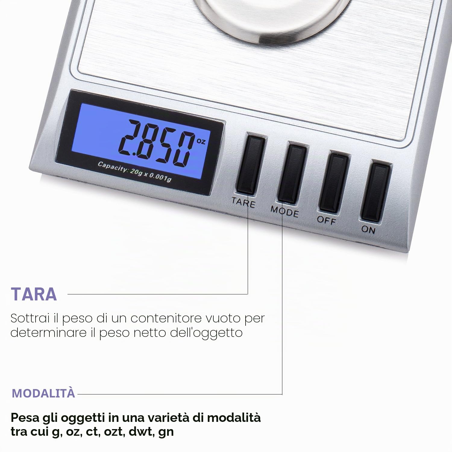 Smart Weigh Bilancia per Gioielleria di Alta Precisione al Milligrammo, 20 x 0,001g, con Funzione Tara, Pesi di Calibrazione e Pinzette Incluse