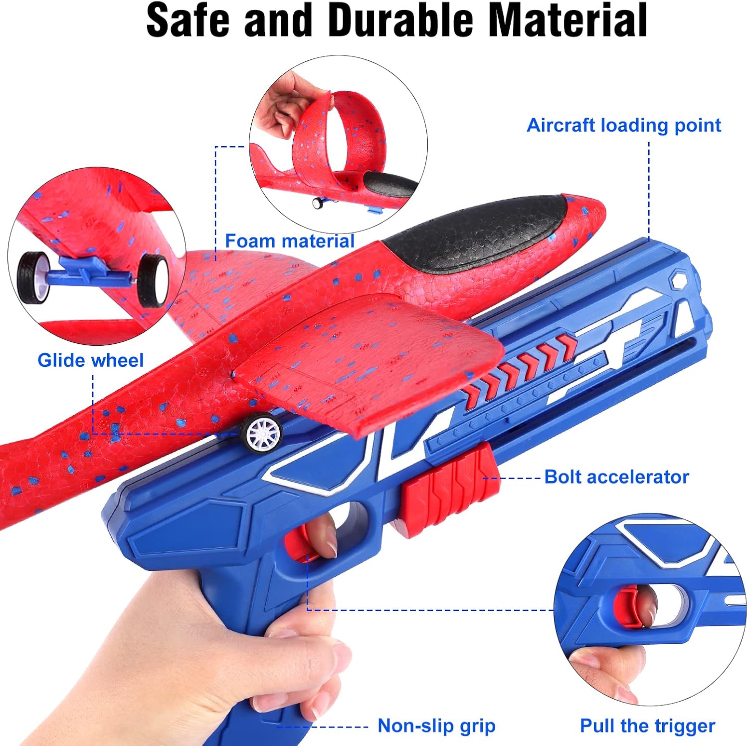 Airplane Launcher Toy, Foam Throwing Glider Plane with Catapult Gun - Image 5