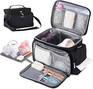 New Insulated Spectra Travel Bag - Breast Pump Bag Fit for Spectra S1 and S2, Upgraded Wearable Breast Pump case | Pumping Bag with Waterproof Mat, Portable Pump Carrying Case for Work Travel Black