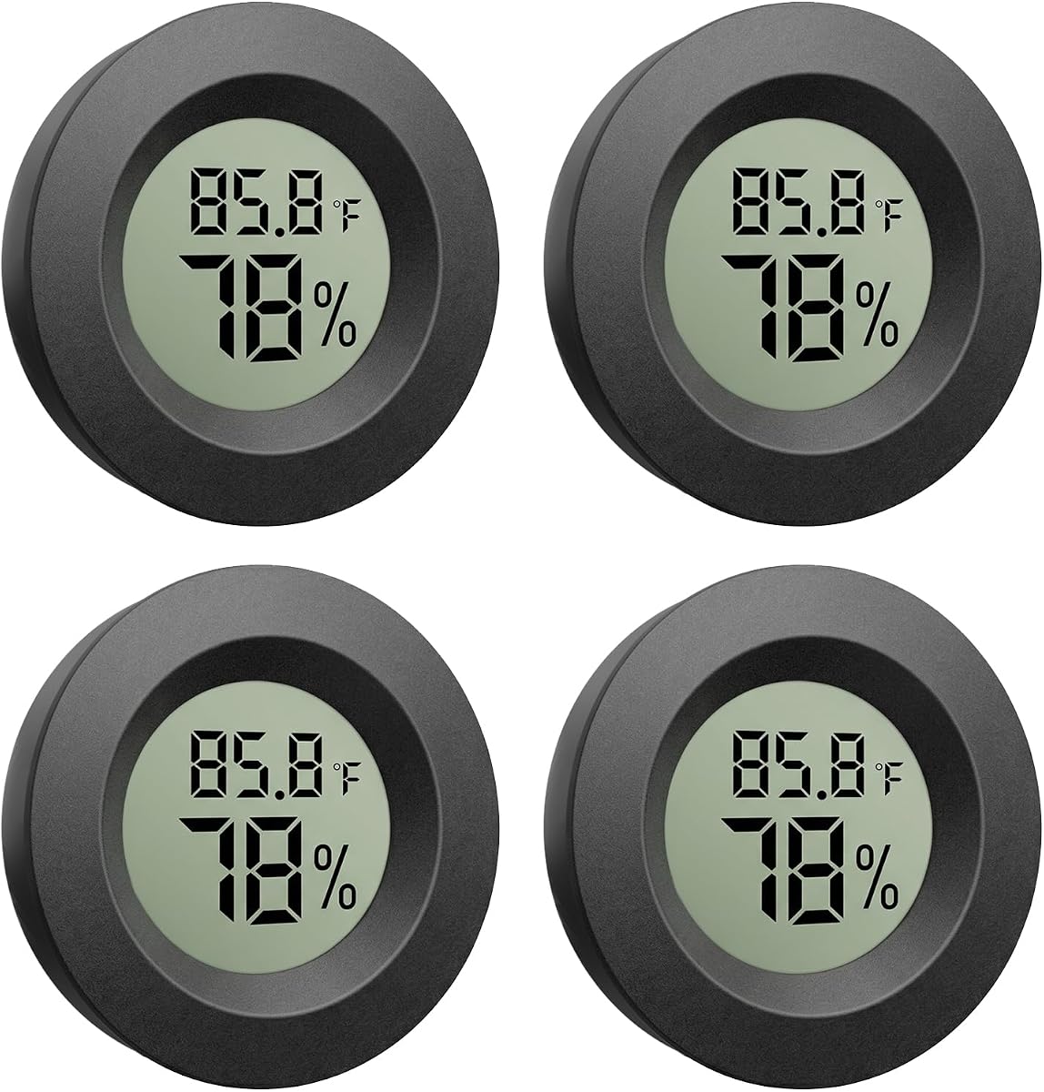 4-Pack Mini Hygrometer Thermometer, Indoor Temperature Humidity Monitor