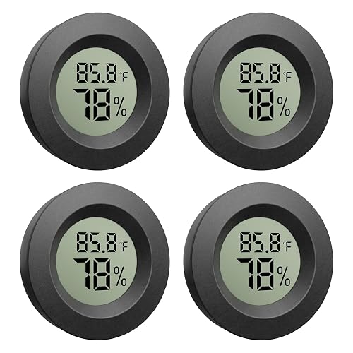 TeqyAqs 4-Pack Mini Digital Hygrometer Thermometer, Indoor Humidity Monitor for Home, Greenhouse & Reptiles