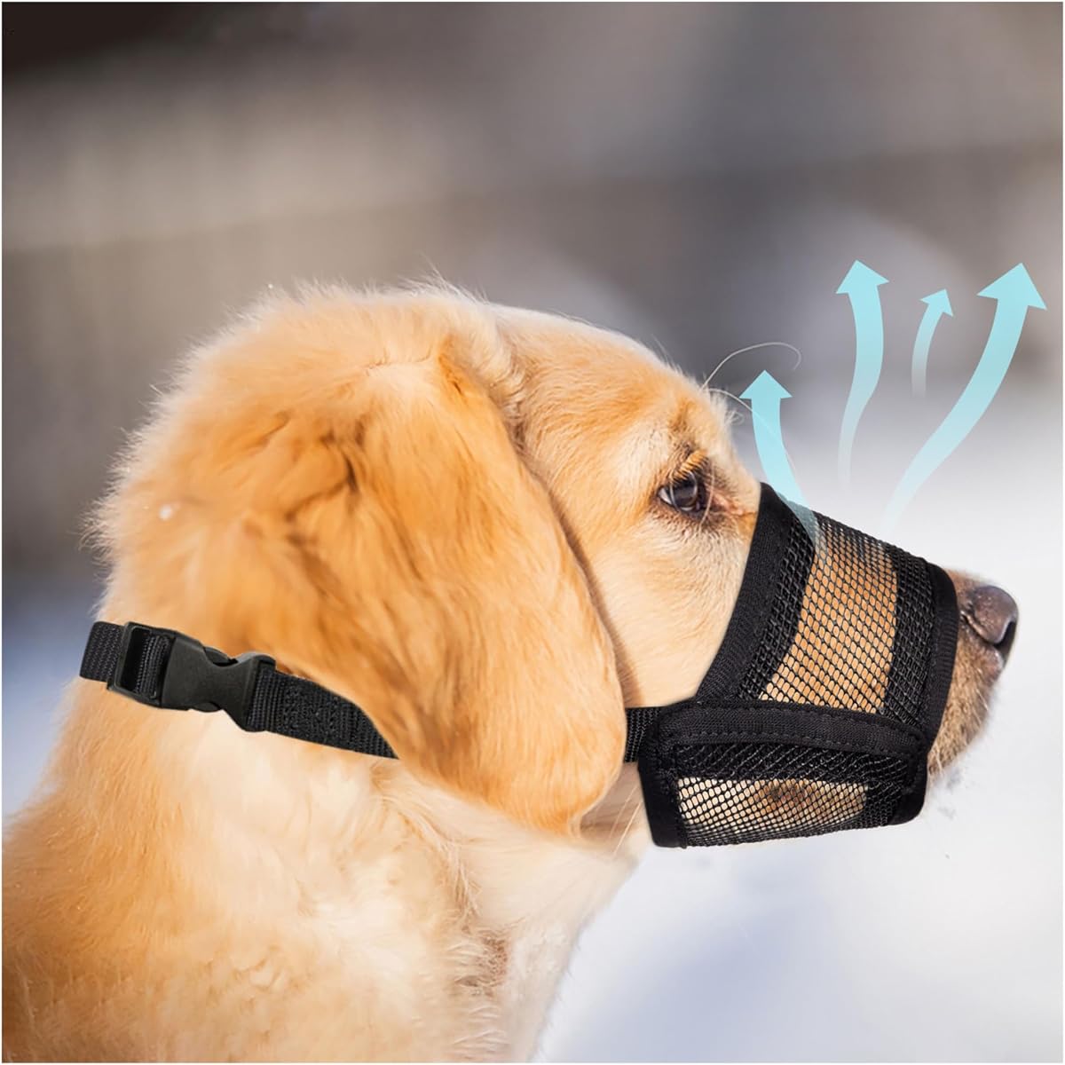 Bozal para perros grandes - Bozal de malla de aire para perros de tamaño grande | Bozales ajustables para perros sin ladridos para lamer y masticar | Prevenir las mordeduras | Largo 7,9'' - 9,4''