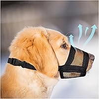 EVOLLAX Breathable Air Mesh Dog Muzzle for Large Dogs - Adjustable Anti-Bite, No-Bark, Fits 7.9-9.4" Snout, Grooming & Training