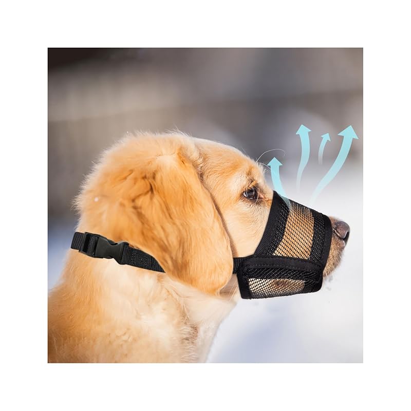 Focinheira para Cães Grandes Evollax em Malha Ajustável Preta, 20,07–23,88 cm