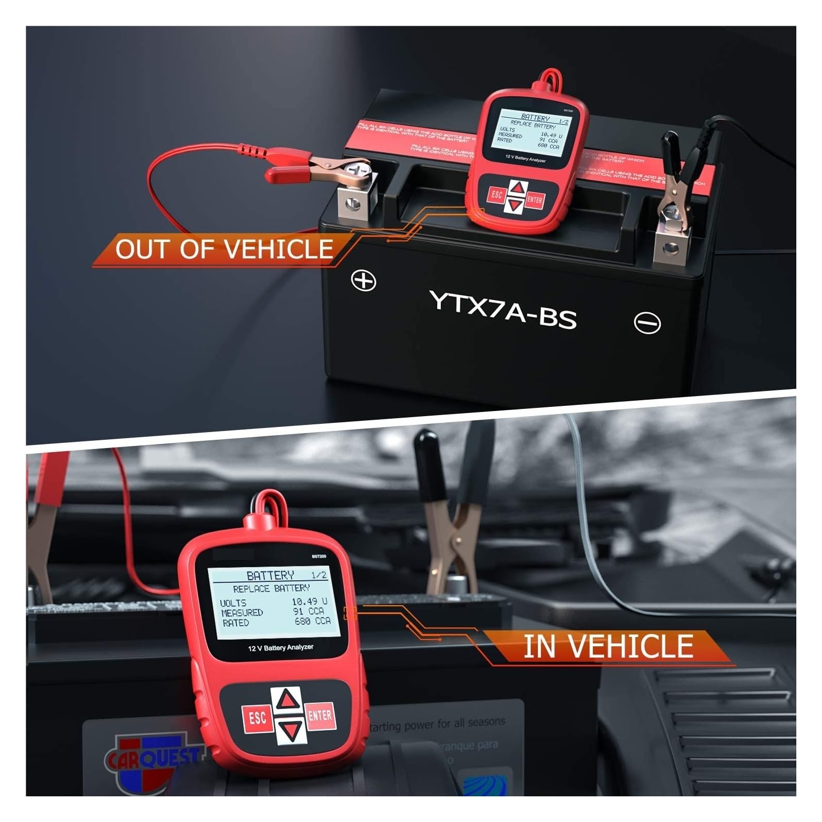 Tester for Batterie 12V 100-1100CCA Tester di Carico for Batterie for Auto Analizzatore di Batterie for Veicoli Diesel for Veicoli A Benzina
