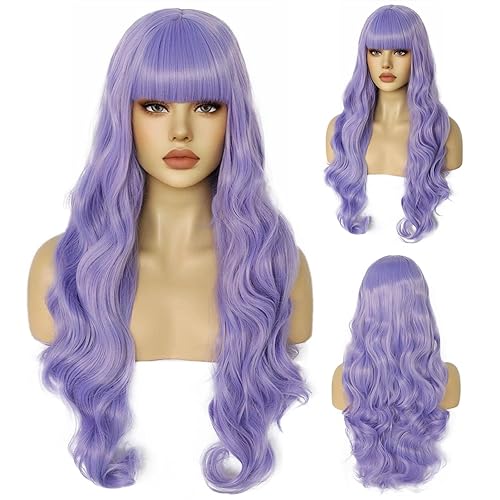 Miniatura 3 de ANOGOL Gorra de pelo  peluca de degradado amarillo verde azul peluca larga ondulada para niñas peluca de cosplay con flequillo peluca de Lolita para