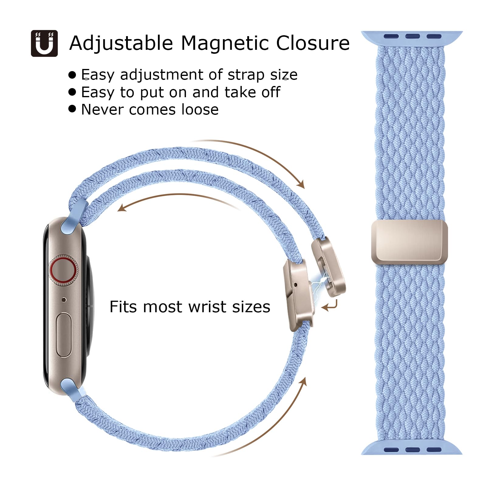 Cinturino Intrecciato Compatibili con Cinturini Apple Watch 46mm 45mm 44mm 49mm 42mm Uomo e Donna, Chiusura Magnetica Cinturino in Nylon Tessuto Elastico per iWatch SE Series 10 9 8 7 6 5 4 3 2 1