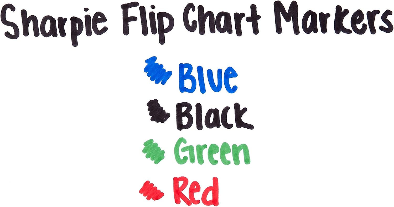 Sharpie Flip Chart Markers, Bullet Tip, Assorted Colors, 4 Pack image 4