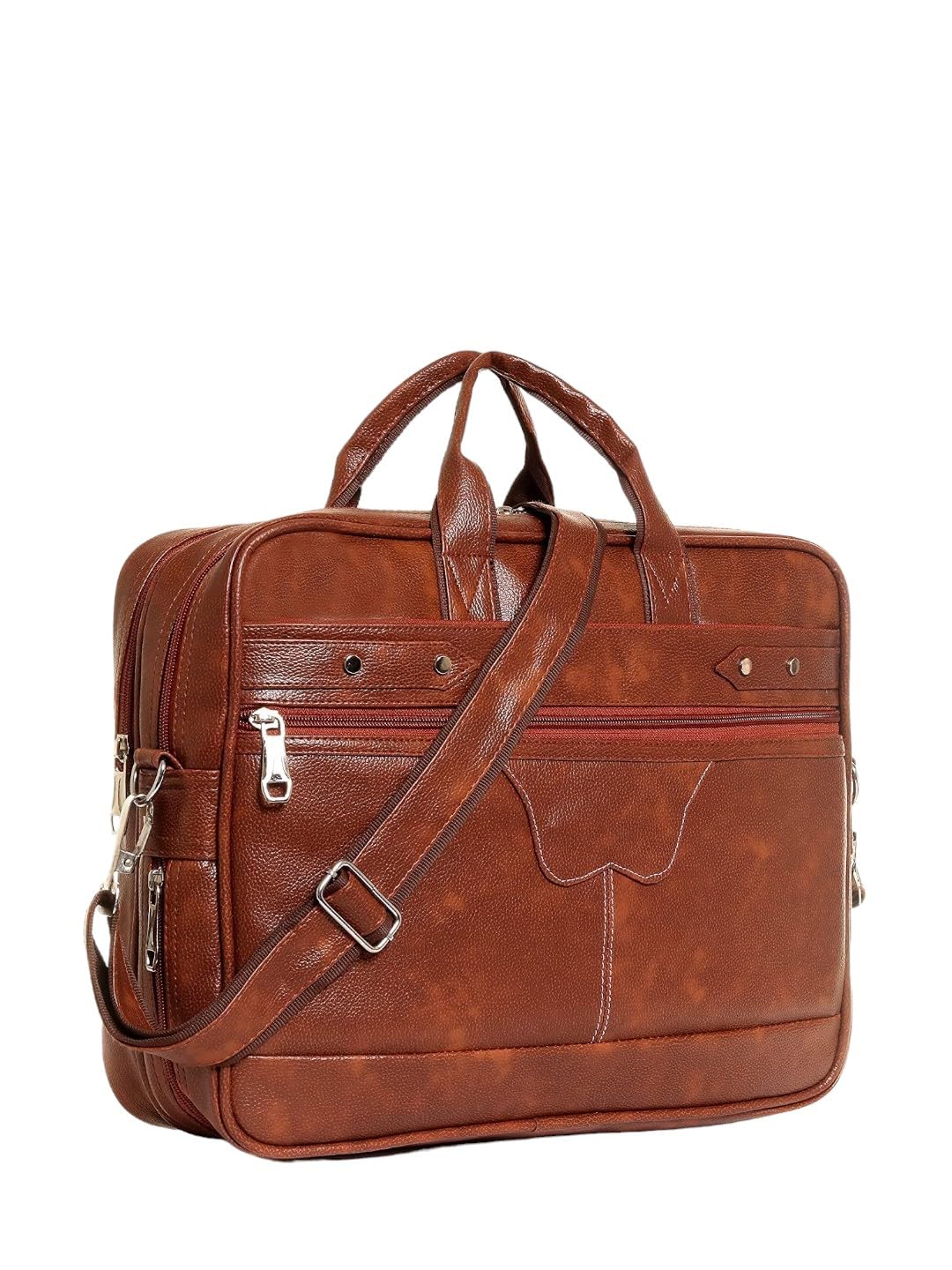 SAMTROH Tan Pu Leather Laptop Bag for Men I Fits Up to 15.6 Inch Laptop/MacBook I 2 Compartment & Padded Laptop Compartment I Handles with Detachable Sling Strap I 3 External & 1 Inner Pocket (B0BYK1LPZN) Amazon Price History, Amazon Price Tracker