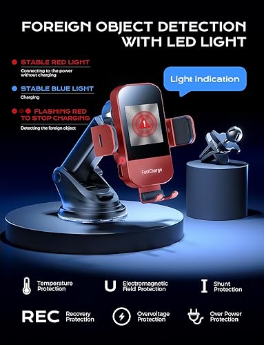 Miniatura 36 de CHGeek Cargador de coche inalámbrico, carga rápida de 15 W, soporte de teléfono para iPhone 15 14 13 12 11 Pro Max Xs, Samsung Galaxy S25 Ultra S24