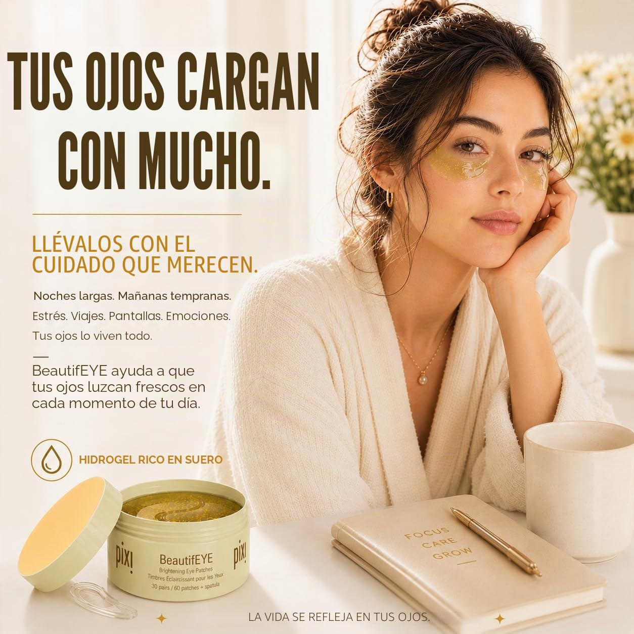 Pixi Beauty BeautifEYE Eye Patches | Parches Ojos Bolsas y Ojeras con Vitamina C, Licorine y Ginseng | Contorno de Ojos Parches de Hidrogel Iluminadores y Energizantes | 30 Pares (60 Unidades)