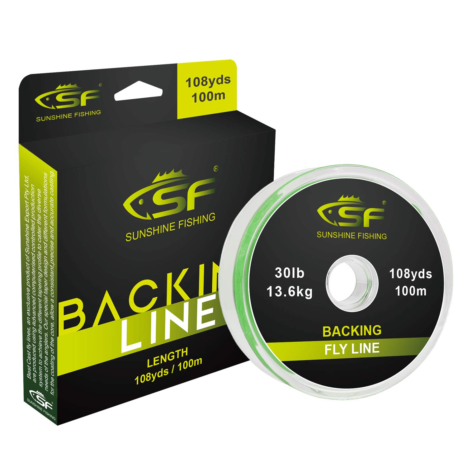 SF Braided Fly Fishing Backing Line for Trout Fly Line 20LB 30LB 54yds 108yds(Orange, Green, Blue, White, Fluor Yellow, Purple, Black&White, Black&Yellow)