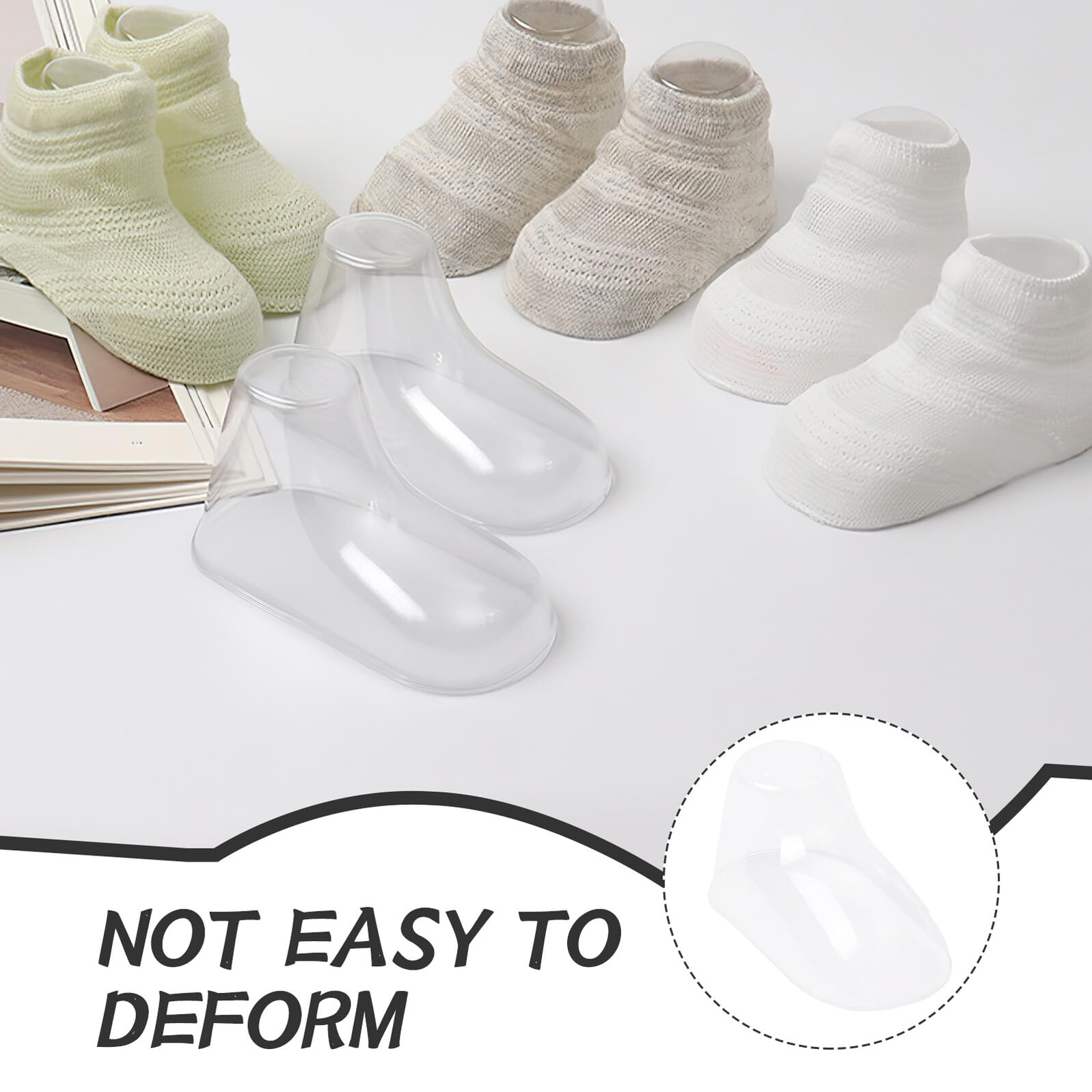 BESTYASH 100 Stück Kunststoff Schuhstützen für Kleinkinder 9cm Transparente Babysocken Fußformen Sockenhalter Zur Schuhform Erhaltung und Präsentation