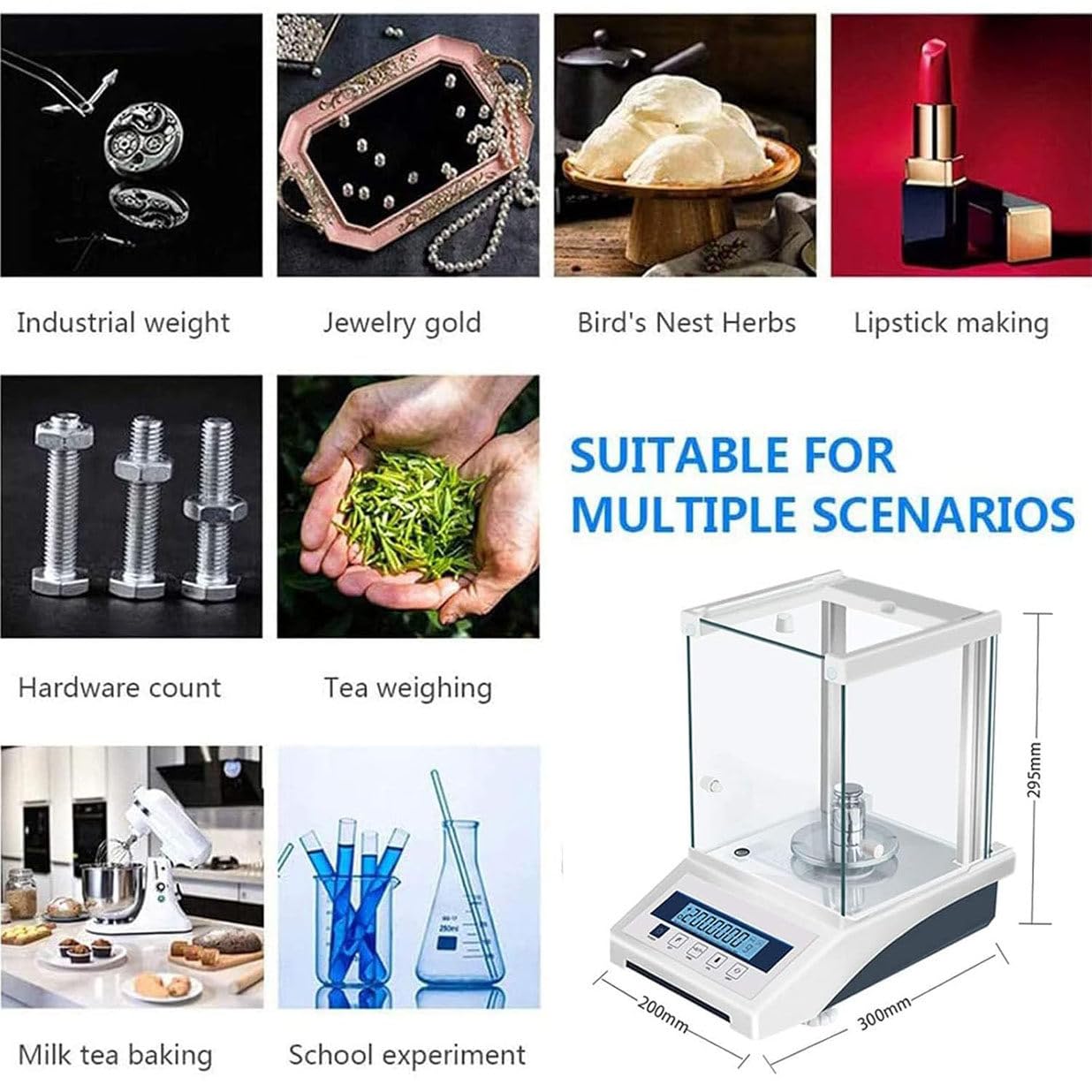 Bilancia analitica ad alta precisione, bilancia da laboratorio di precisione LCD 0,0001 g Bilancia digitale con parabrezza, bilancia con calibrazione esterna automatica, interfaccia RS-232, 220 g/0,