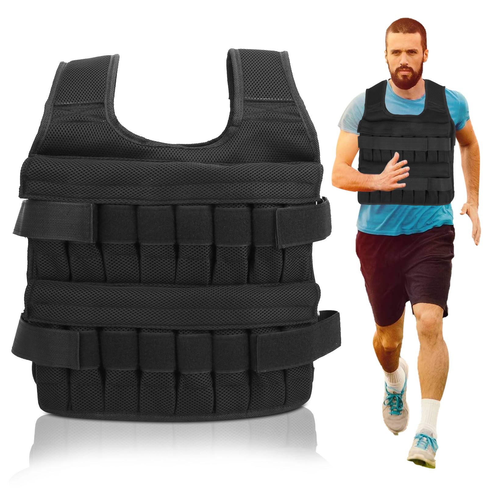 Gewichtsweste (keine Gewichte), verstellbare Gewichtsweste aus Netzstoff, Sandsack, Sport, Laufen, beschwerter Plattenträger für Krafttraining, Fitness, Muskelaufbau