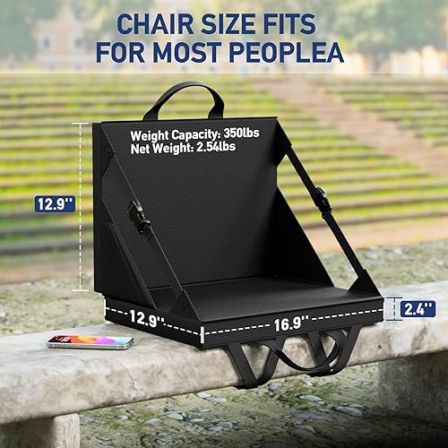Miniatura 2 de Asientos de estadio con soporte trasero, silla plegable para playa y campamento, cojines portátiles para adultos y niños, banco de césped plegable