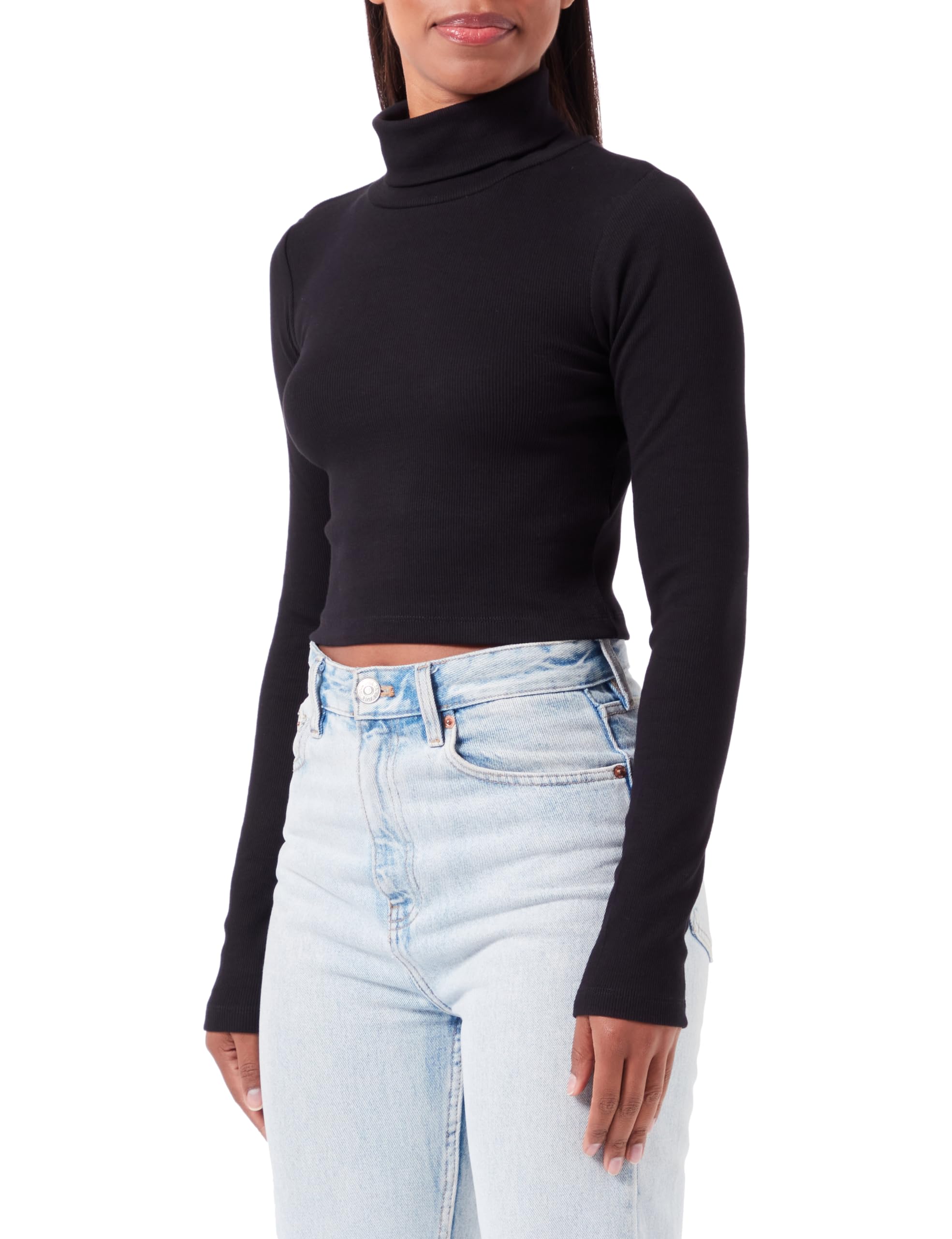 JJXX Damen Jxfan STR Ls Crop Rib Tee JRS Noos Top