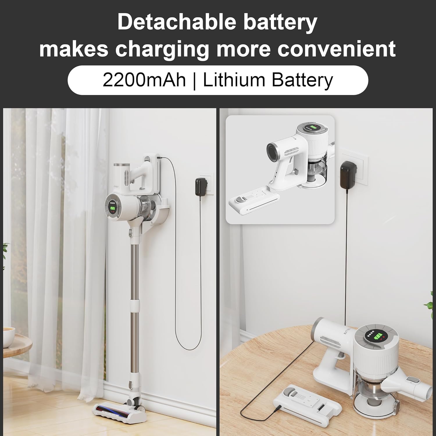 Cordless Stick Vacuum Cleaner, 30KPa Handheld 2200mAh Rechargeable Battery Lightweight Small Vac Electirc Broom, 40Mins Runtime for Home Hard Floor Carpet Pet Hair Cleaning, LED Screen