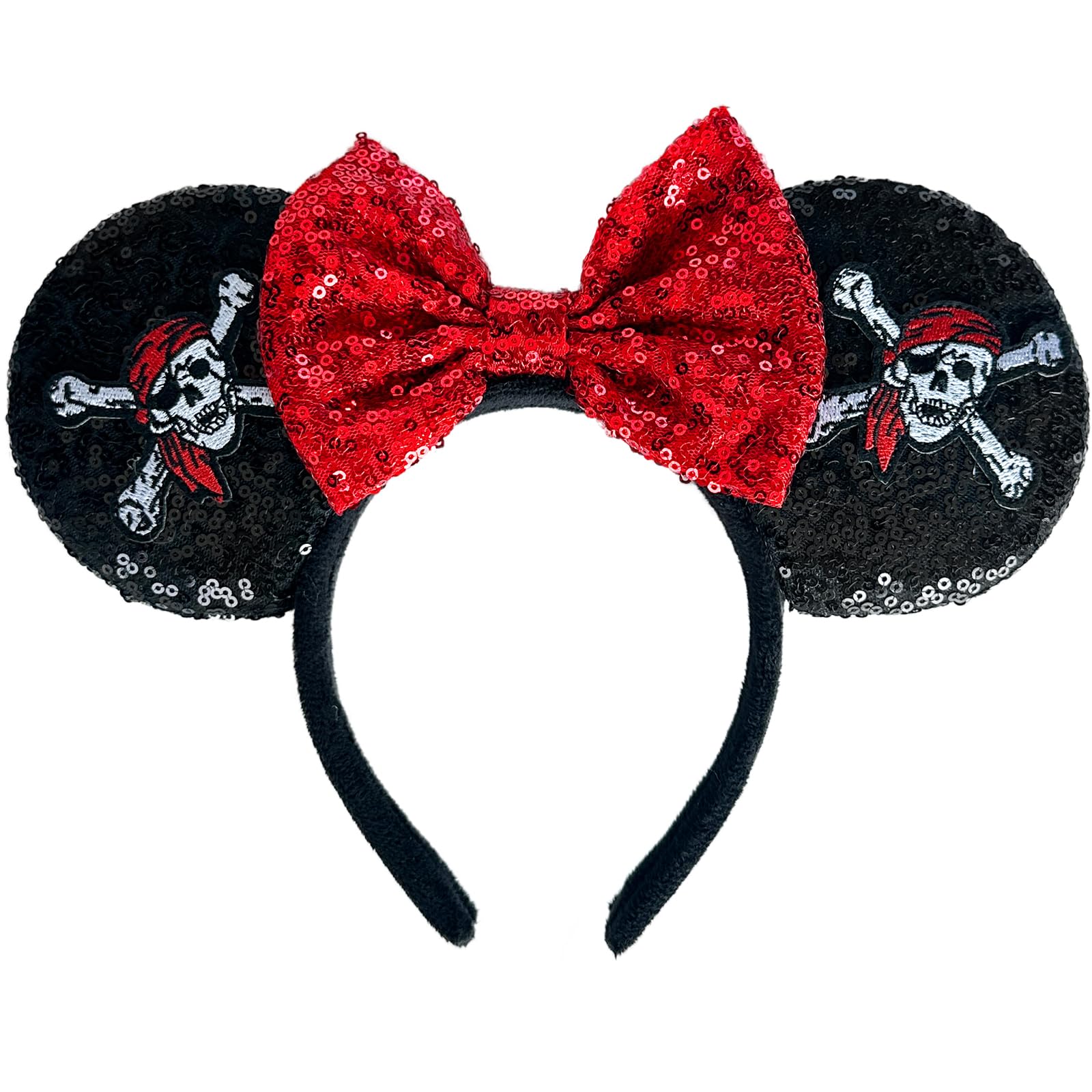 Tarocynn Birthday Mouse Ears Headband, Sequin Bow Headbands for Women Party Favors Cosplay Accessories