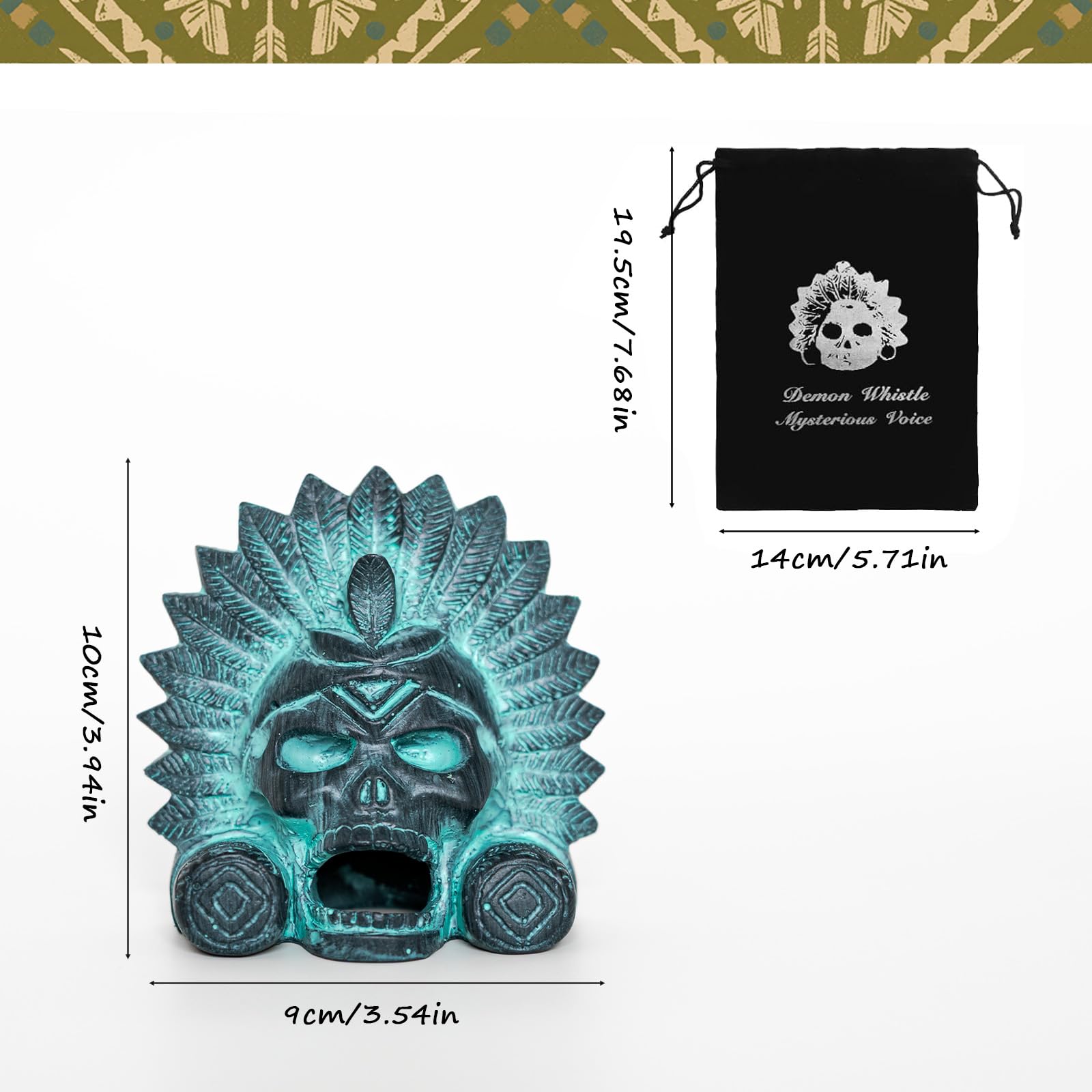 Silbato Azteca Hecho a Mano, Silbato de la Muerte Azteca con Sonido Realista, Ideal para Regalos de Halloween, Actividades al Aire Libre y Coleccionismo