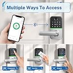 Keypad Smart Door Lock with Handle: Kucacci Keyless Entry Door Lock - Smart Lock for Front Door - Electronic Door Lock with Keypad for Exterior Door - Deadbolt Lever Alternative - Easy Installation
