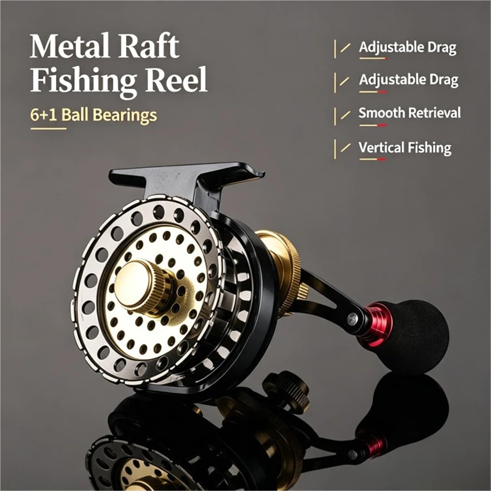 Moulinet De Pêche en Radeau Métal 6 + 1BB avec Force Traînée