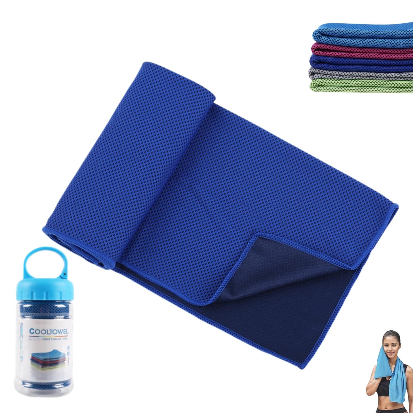 Neksong Cool Towel Original for Neck & Face, Quick-Cooling, Soft Breathable for Gym, Yoga, Running, Camping (Dark Blue,2PCS)