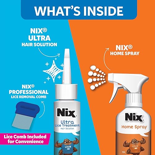 Miniatura 5 de Nix Kit de eliminación de piojos - Solución para el cabello y peine para el tratamiento de piojos, defensa del hogar y spray para matar piojos