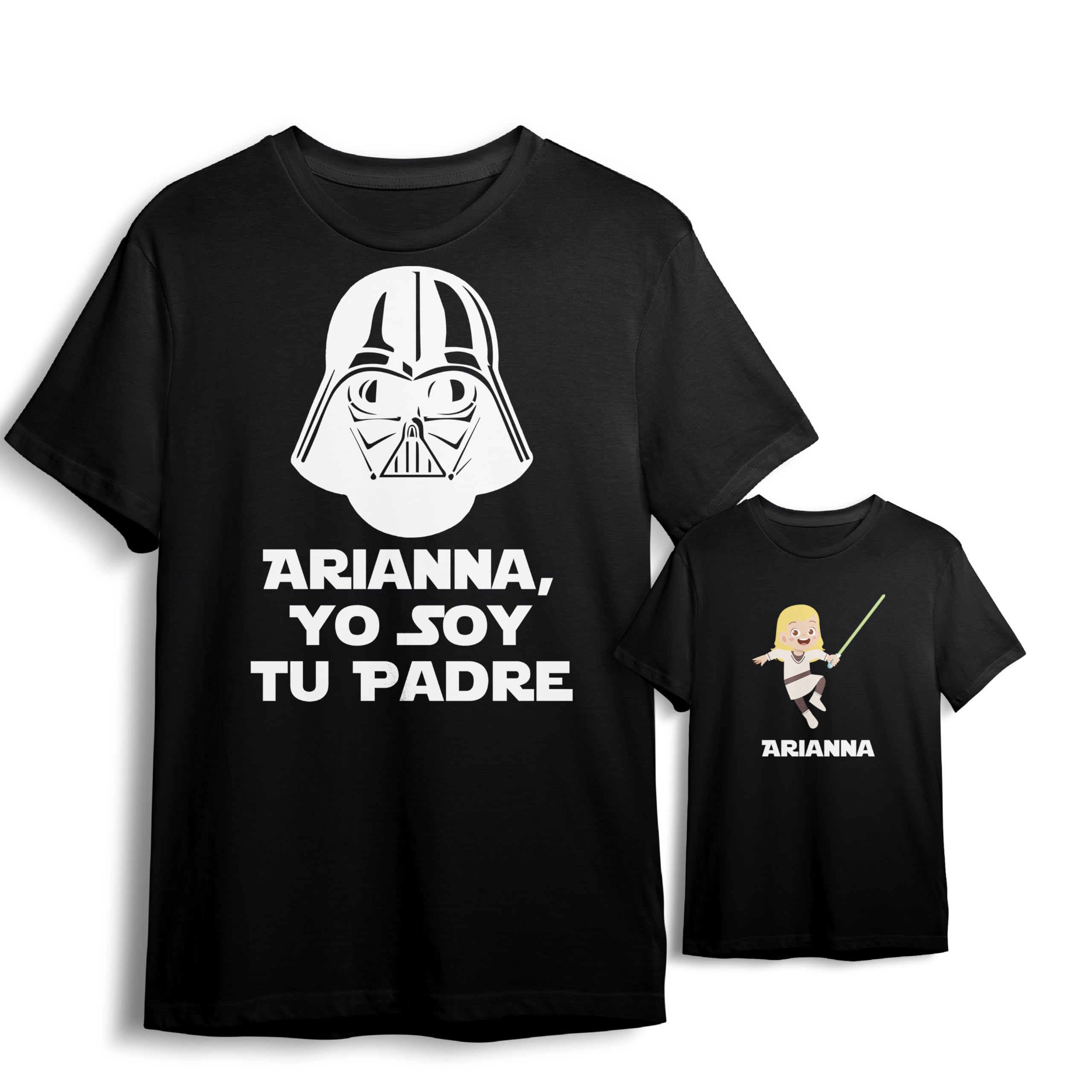 Evyre | Regalo Día del Padre | Camiseta Papá Personalizada + Body Bebe O Camiseta Hijo/Hija Star Wars Jedi Darth Vader, Guerra De Las Galaxias | Camisetas Personalizadas De Algodón para Padre E Hijo