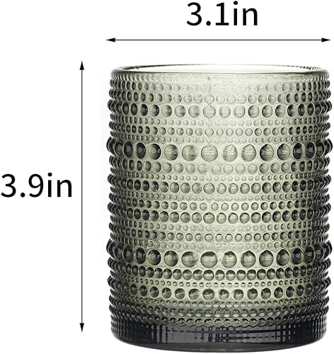Miniatura 6 de XKXKKE Hobnail - Juego de 6 vasos de cristal vintage de 12 onzas, vasos de agua, vasos de agua, cristalería transparente en relieve para cerveza,