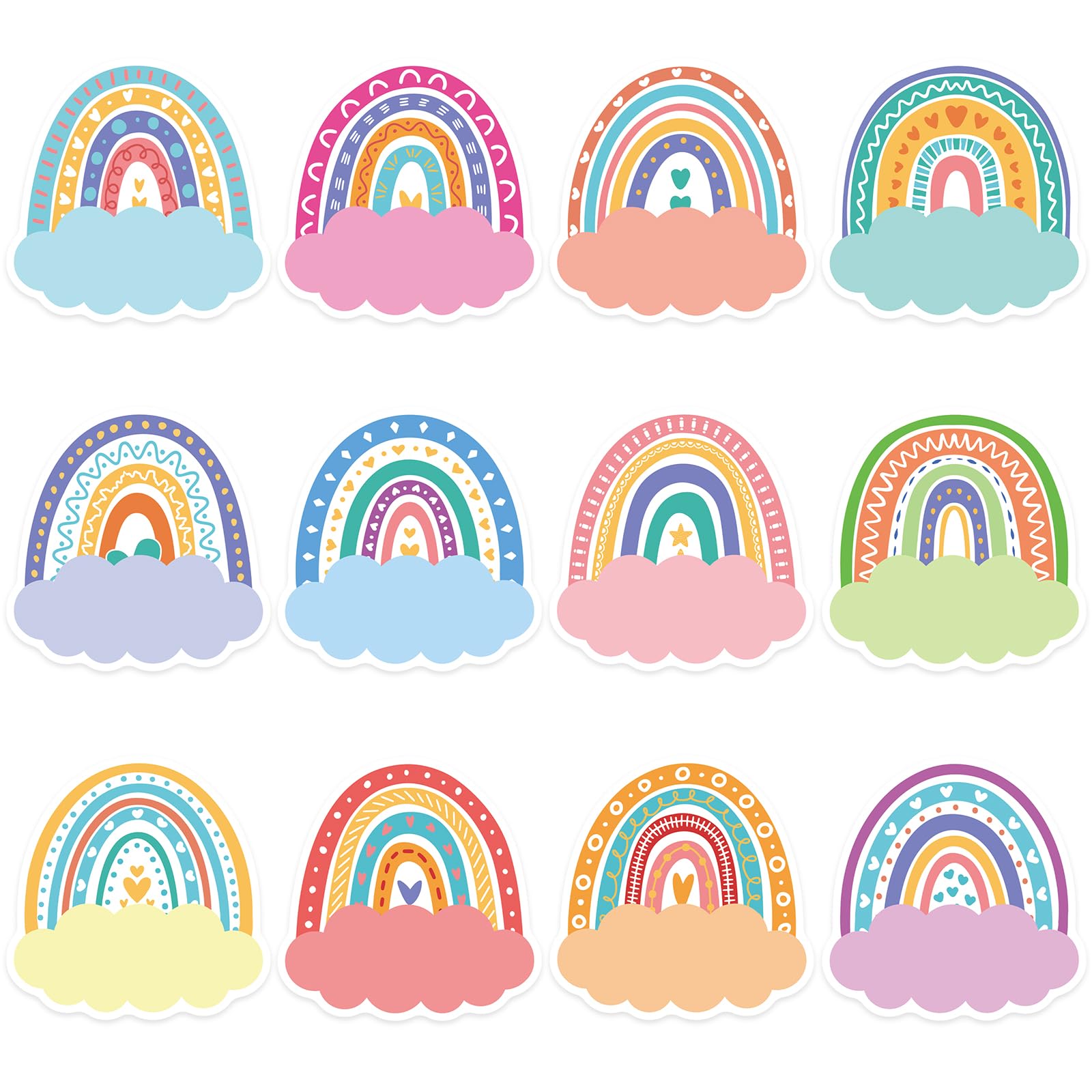 120Pcs Rainbow Name Tags Stickers, Self Adhesive Rainbow Name Tag Labels Waterproof Student Nametags Stickers for Home Office Back to School Classroom