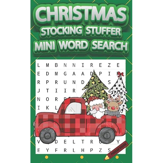 Christmas Stocking Stuffer Mini Word Search: Relaxing and Fun Holiday Themed Word Find Puzzle Book for Kids and Adults are Perfect Stocking Stuffers and Gifts from Puzzler Squad