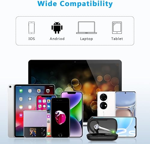 Miniatura 7 de HEIBAS Auriculares Bluetooth, Auriculares inalámbricos Bluetooth con estuche de carga de 500mAh, tiempo de conversación de 72 horas, micrófono