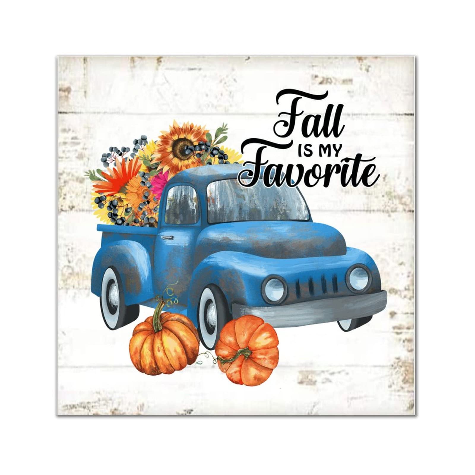 Décoration murale bois citrouille et tournesol tableau automne suspendre maison